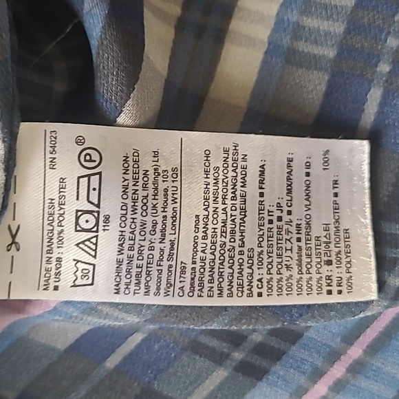 Banana Republic Navy Plaid 'Dillon' Ruffle Long Sleeve Blouse - Size M - Picture 5 of 6